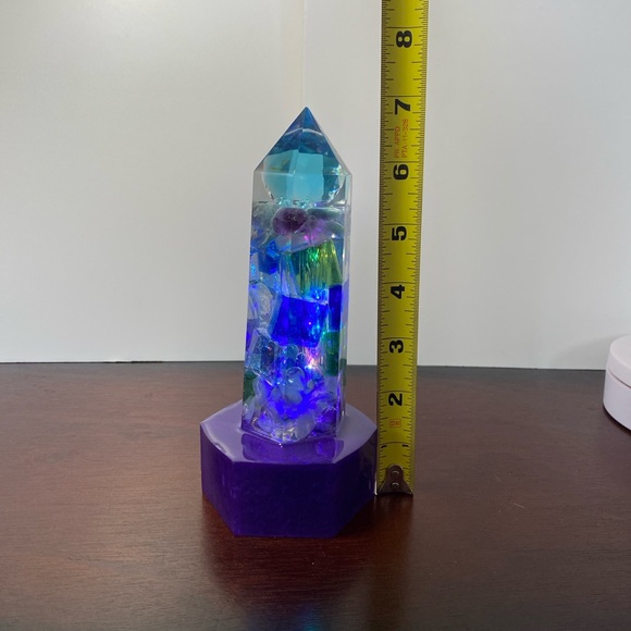 Lighted Crystal Tower with Blue Crystal Orb - Picture 8 of 8